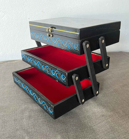 Blue 3 Layer Naqshi Art Jewelry Box