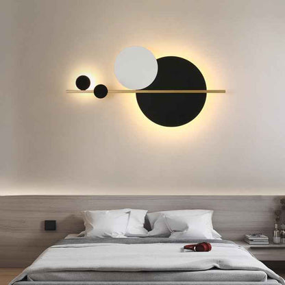 LED Round Wall Art Lamp – Modern Black & Gold Accent Light with Warm White Glow