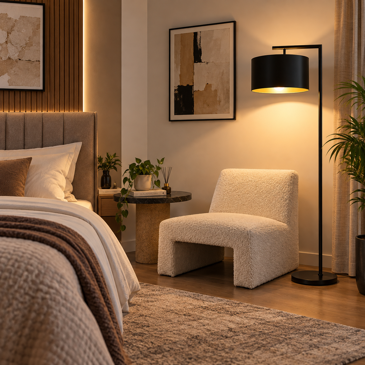 Golden Floor Lamp for Living Room & Bedroom Decor