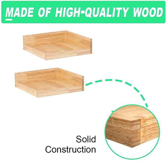 Levie Corner Solid Wood Floating Living Lounge Drawing Room Shelves (Set of 2)