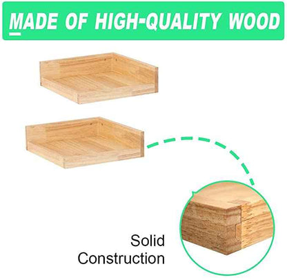 Levie Corner Solid Wood Floating Living Lounge Drawing Room Shelves (Set of 2)