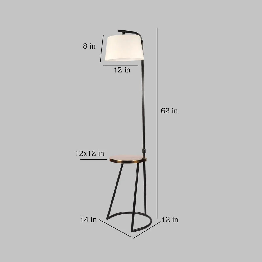 Contemporary Metallic Floor Lamp with Table