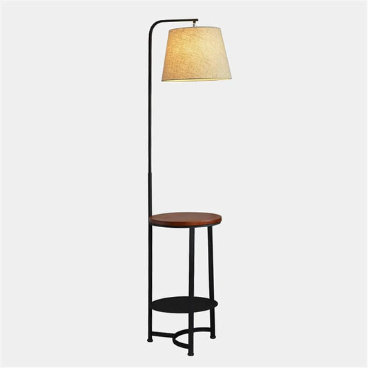 End Table with Lamp, Home Iron Floor Lamp, Floor Lamp with Storage Shelves