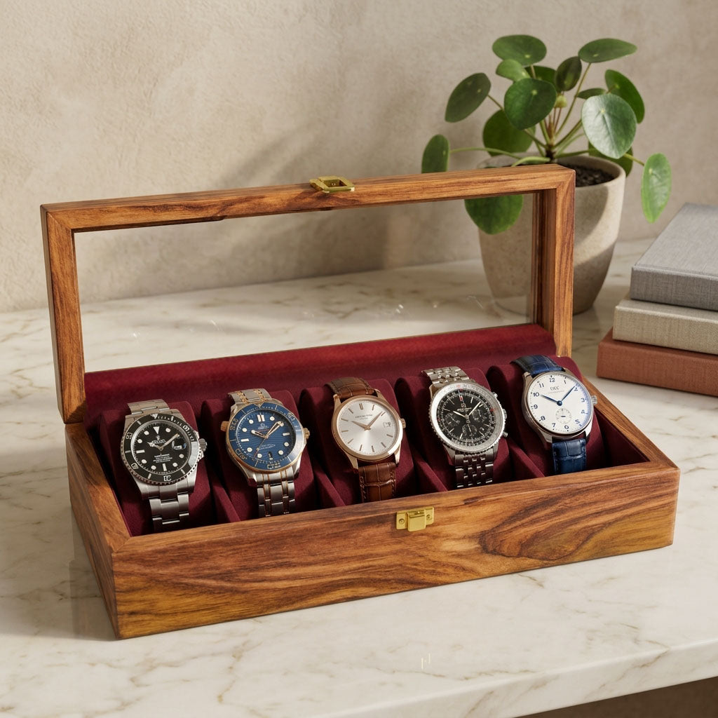 5 Watches - Plain - Glass Top - Elegance Antique Store