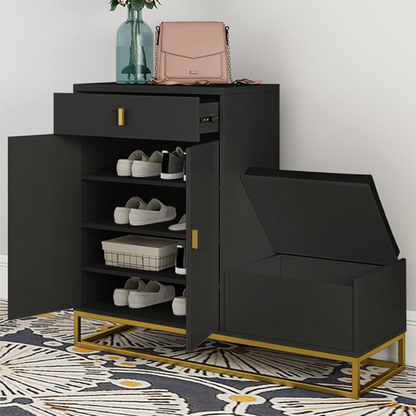 Norfolk Bench & Shoe Cabinet - Black