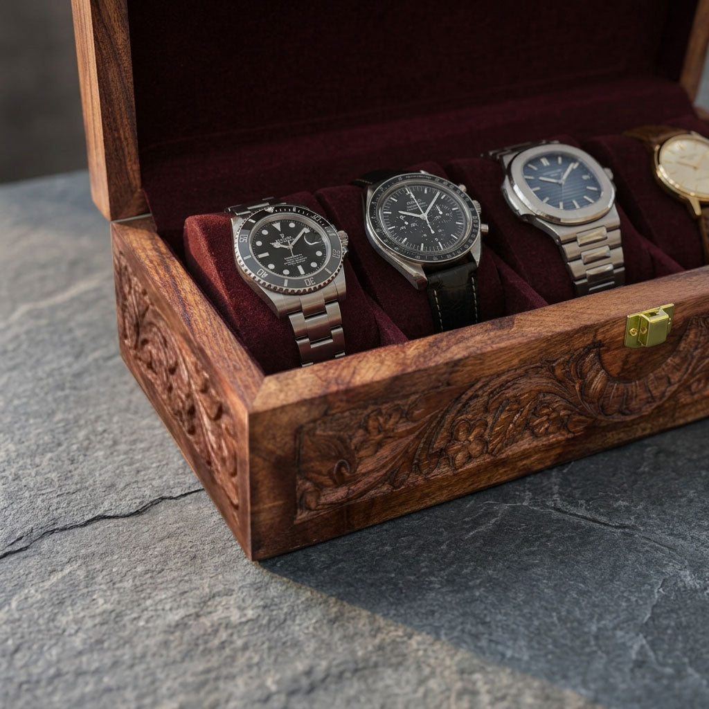 5 Watches - Carving - Wood Top - Elegance Antique Store