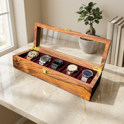 5 Watches - Golden Hinge - Glass Top - Elegance Antique Store