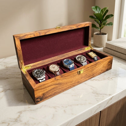 5 Watches - Golden Hinge - Wood Top - Elegance Antique Store