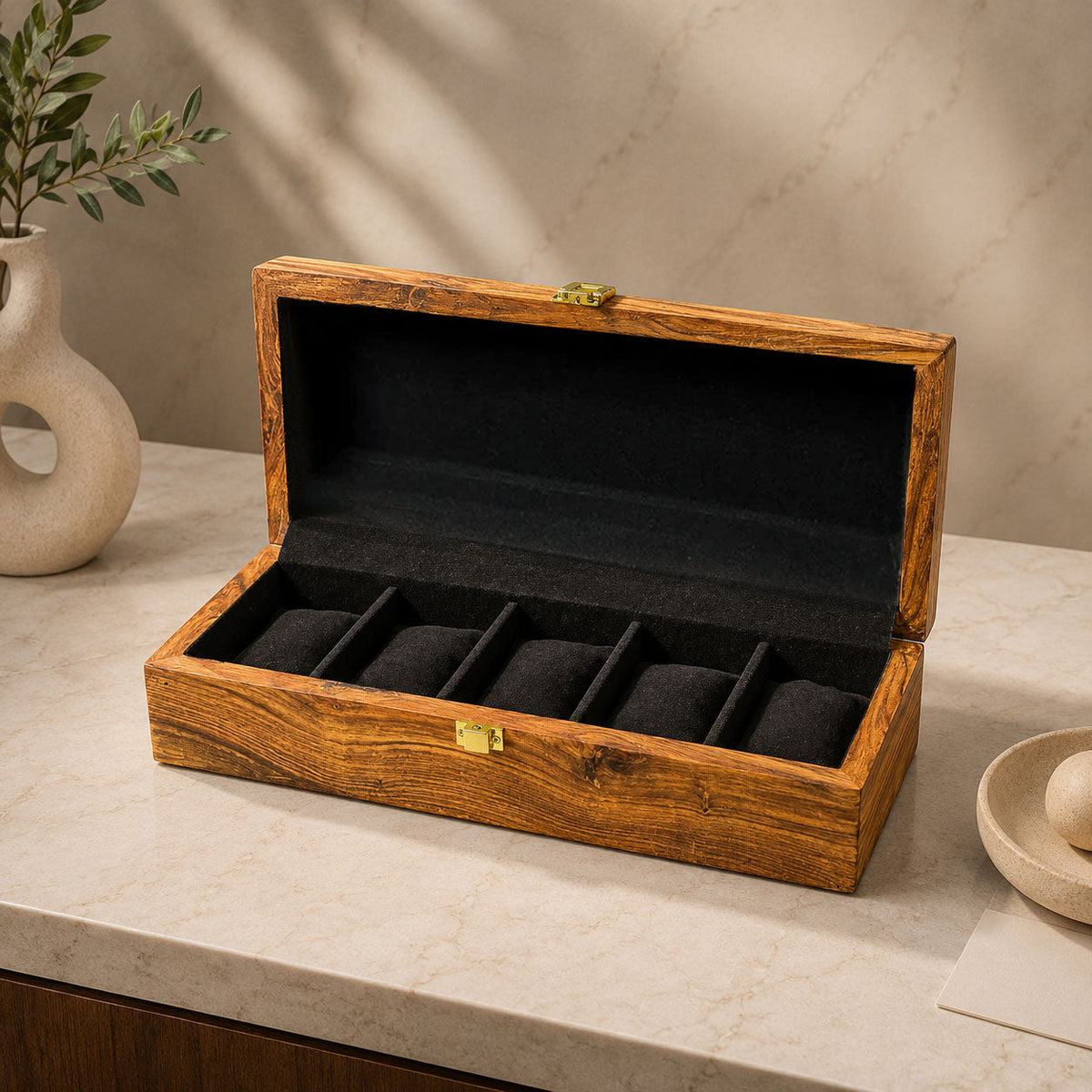 5 Watches - Plain - Wood Top - Black - Elegance Antique Store