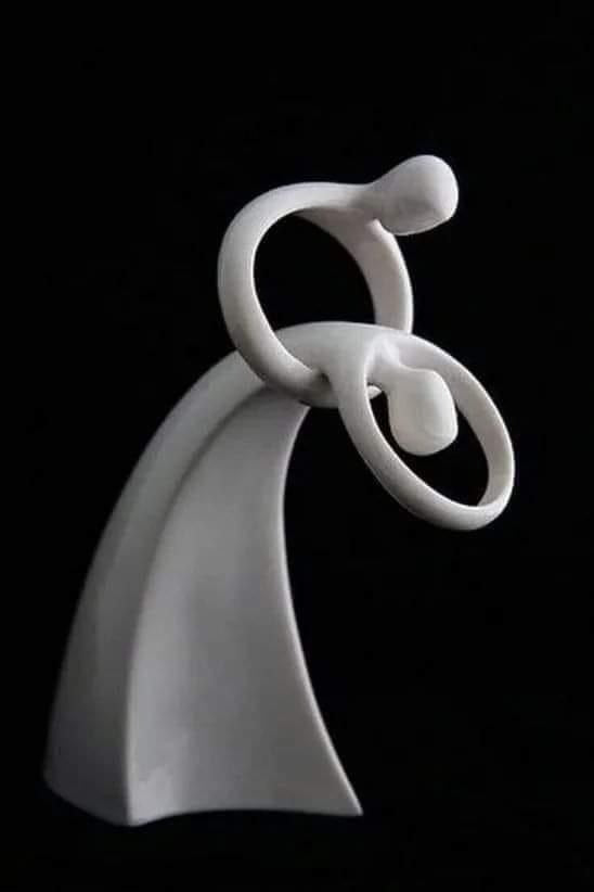 White Abstract Dancing Couple Statue