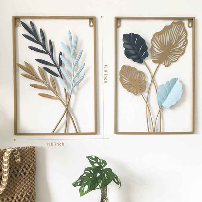 Sinixinato Nature Leaf Metal Wall Art – Modern 2-Piece Set for Living Room & Home Office