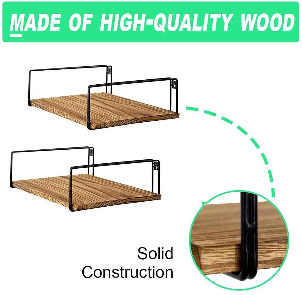 Carbonized Lounge Living Room Floating Organizer Shelf (Set of 2)
