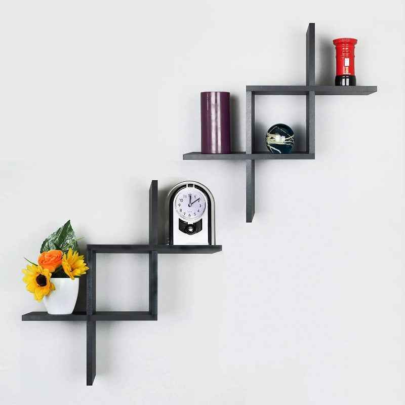 Criss Cross Kids Bedroom Organizer Floating Shelf Decor (Set of 2)