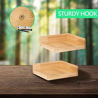Levie Corner Solid Wood Floating Living Lounge Drawing Room Shelves (Set of 2)