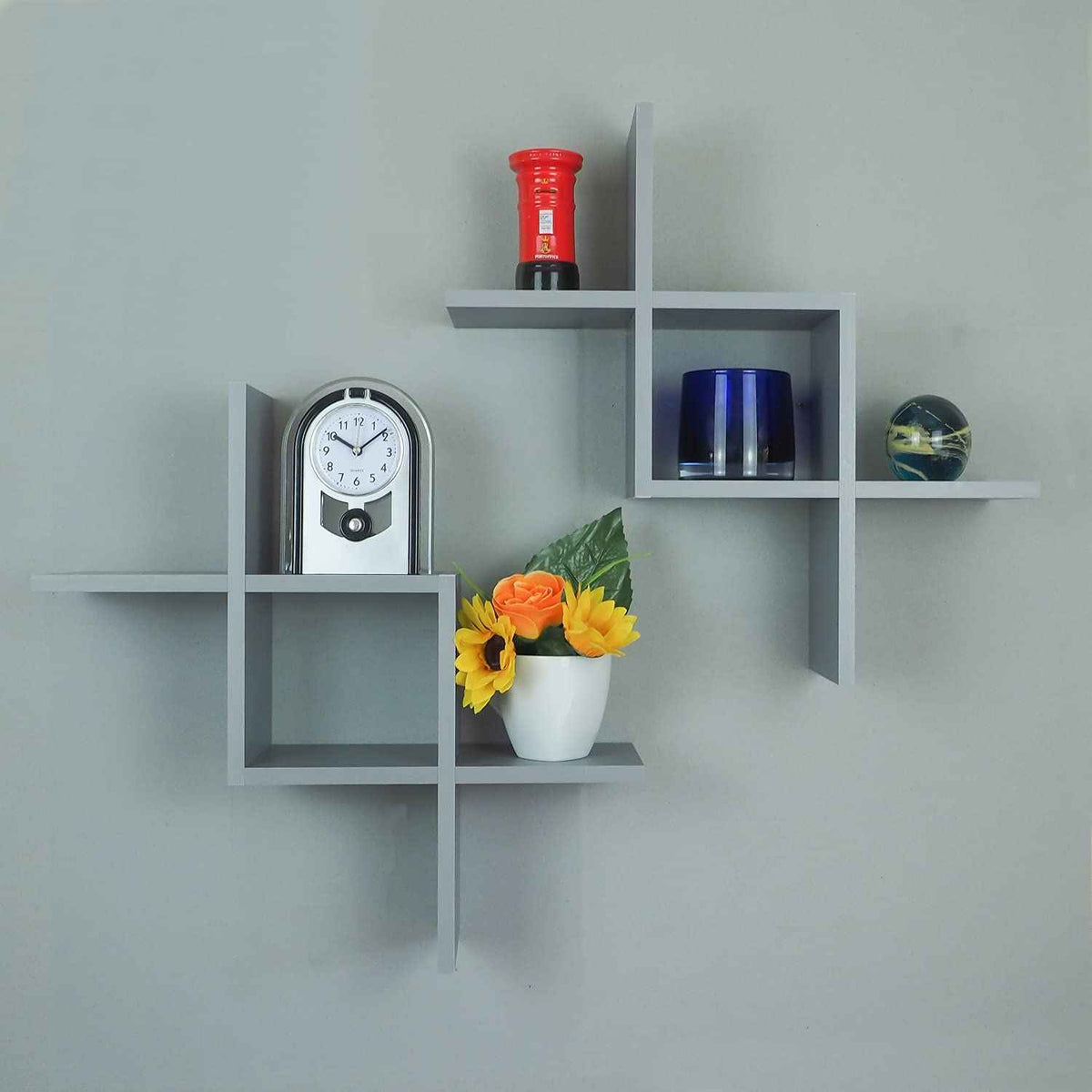 Criss Cross Kids Bedroom Organizer Floating Shelf Decor (Set of 2)