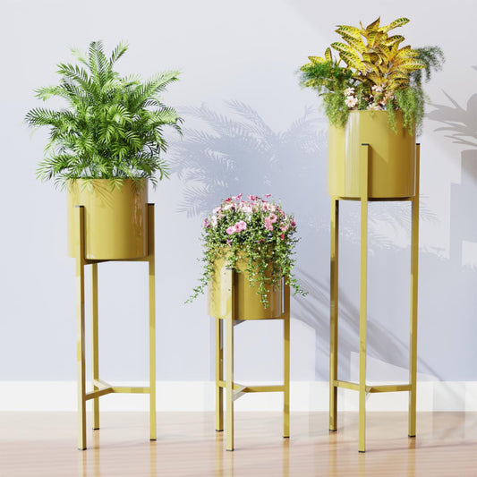 Modern Gold Metal Plant Stand Set of 3