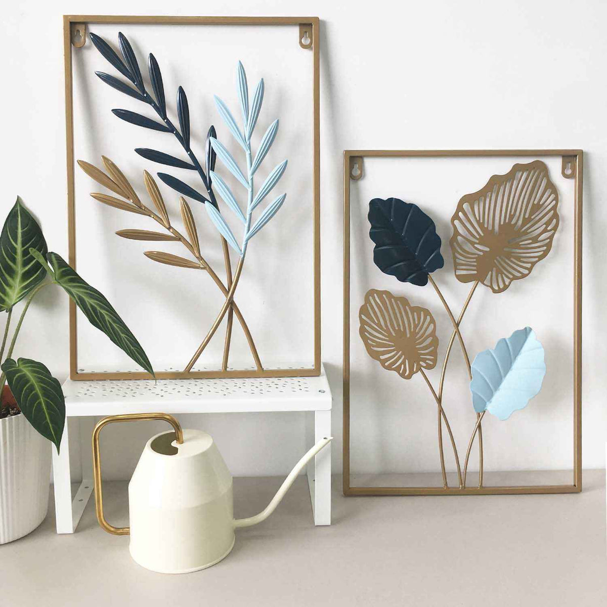 Sinixinato Nature Leaf Metal Wall Art – Modern 2-Piece Set for Living Room & Home Office