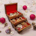 3 Layer Wooden Jewelry Box - Lockable Keepsake Box