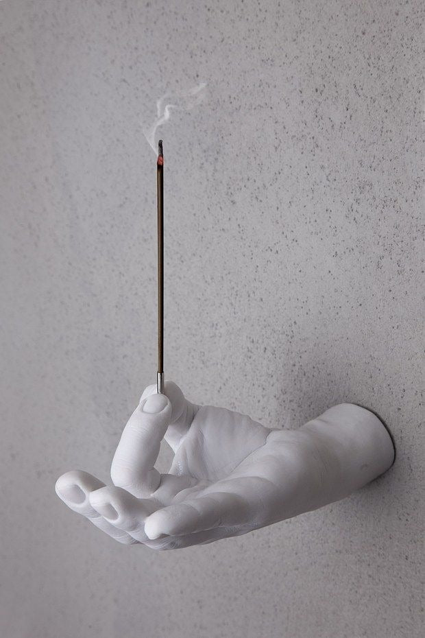 Sculptural Hand Incense Holder Wall Mount