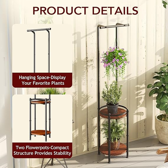 Plant Stands Plant Stand for Balcony Rust Proof Metal Plant Stand for Living Room
