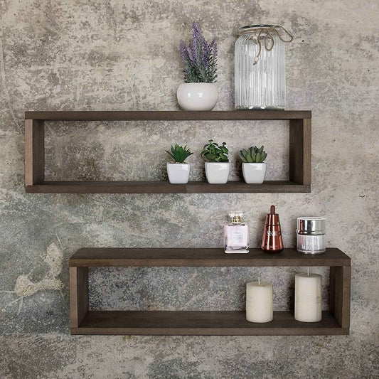 Display Boxes Living Lounge Drawing Room Floating Shelf (Set of 2)