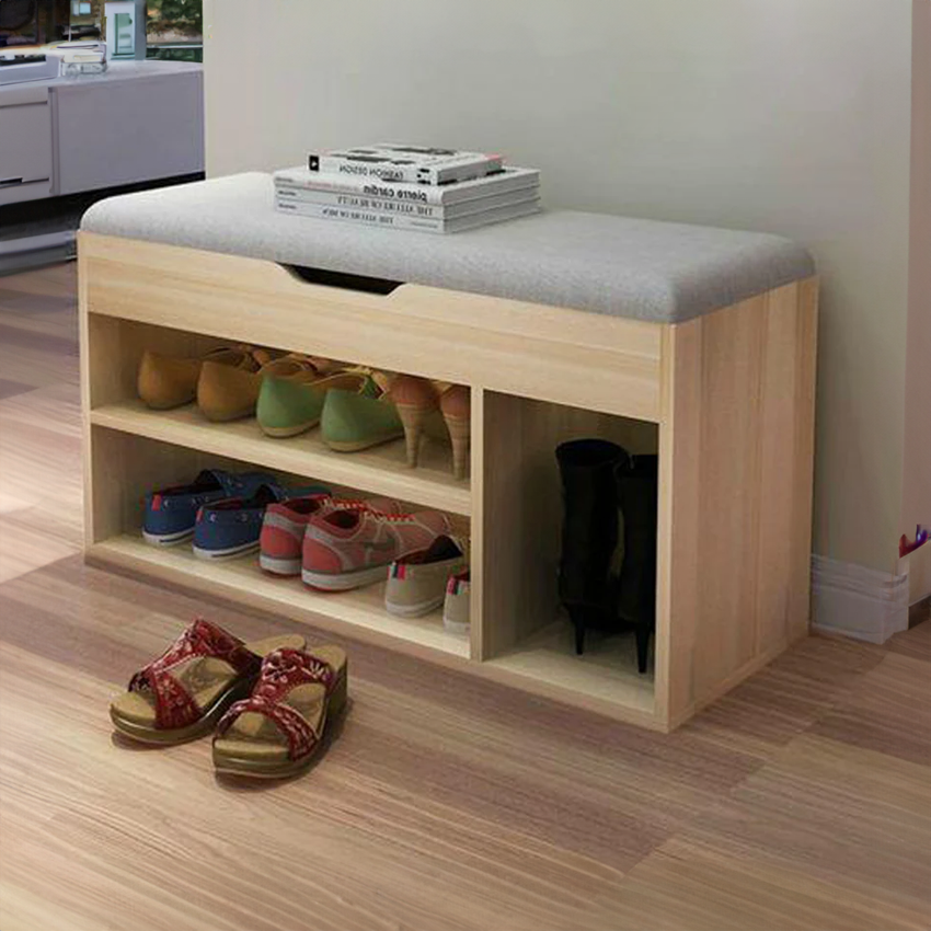 Asymmetric Shoe Storage Bench