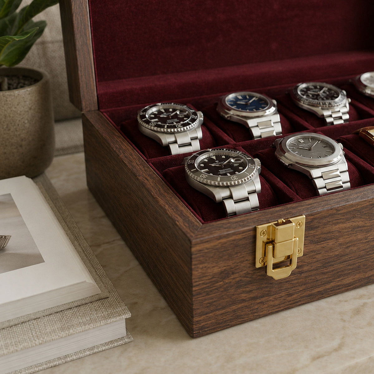 10 Watches - Plain - Wood Top - Elegance Antique Store