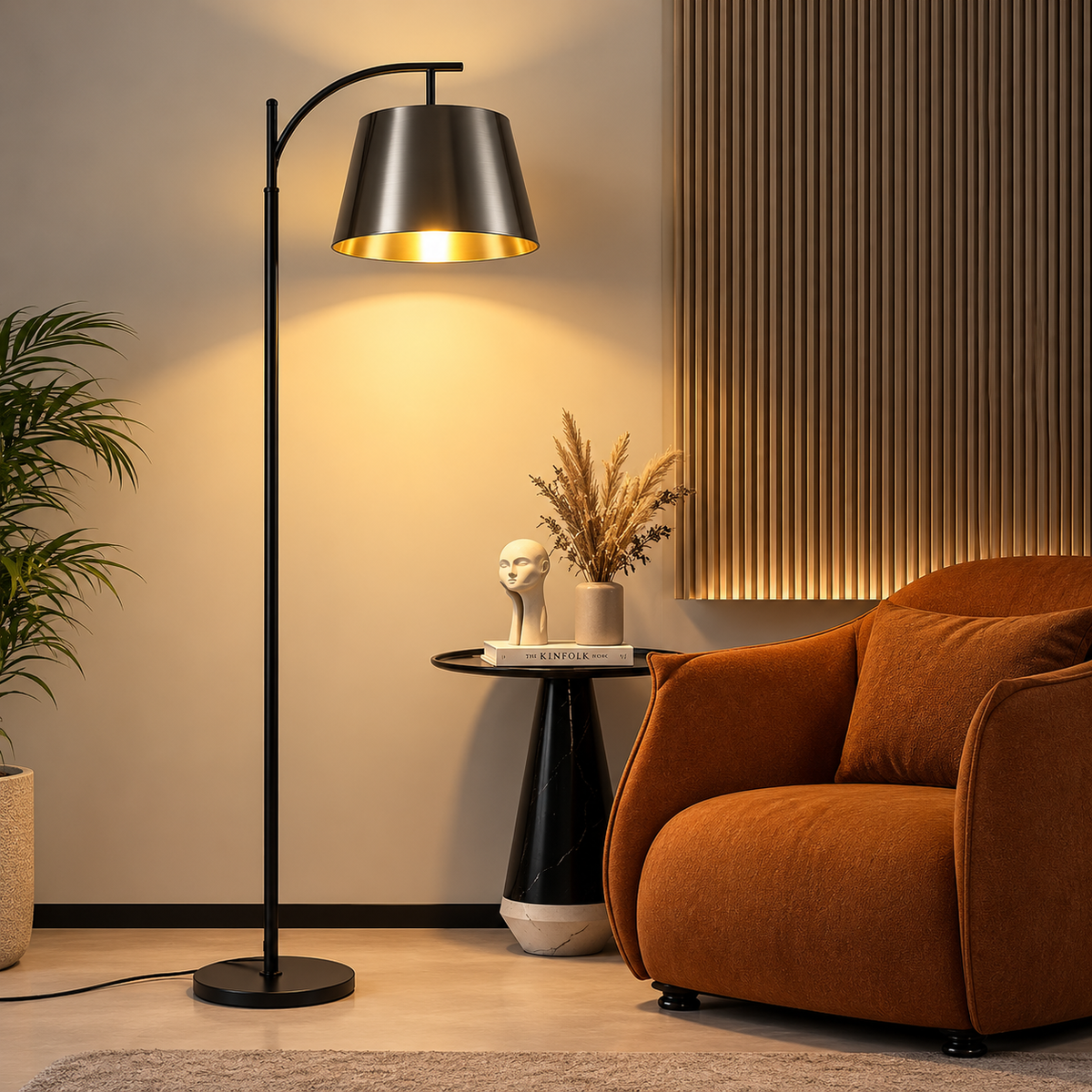 Modern Arc Floor Lamp Bulb with Foot Switch for Living Room, Bedroom & Office