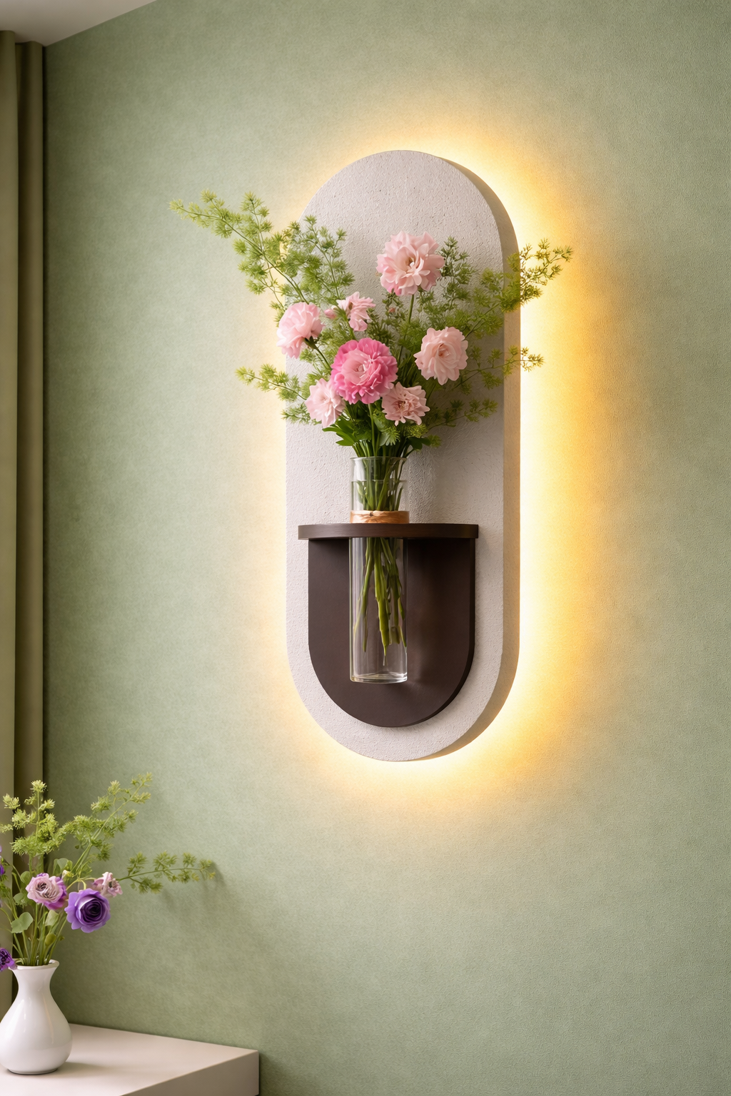 Luxury Wall Vase Decor with Floral Arrangement