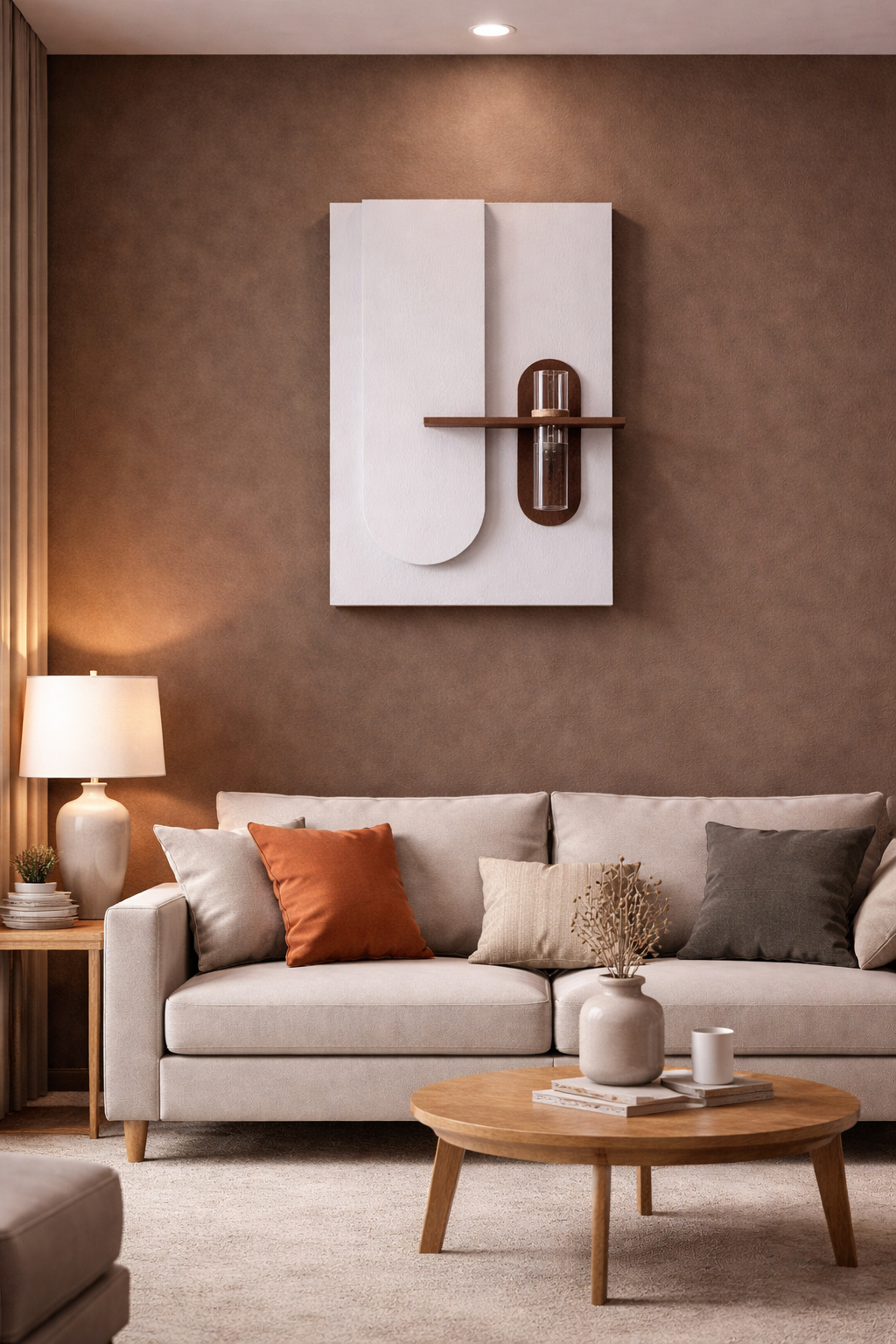 Modern LED Wall Art with Shelf & Vase Holder