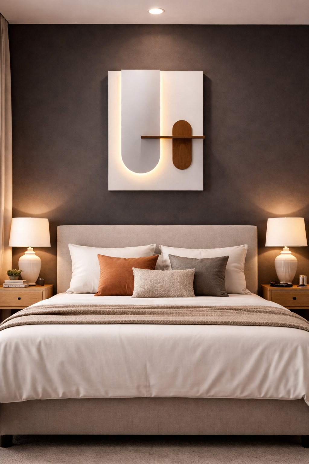 Modern LED Wall Art with Shelf & Vase Holder