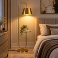 Lamp Stand Antique Brass Gold Finish 5 Feet Height 10 Inch Wide Mirror with White Lamp (1 White) LED, Lamp, CFL, Smart Bulbs