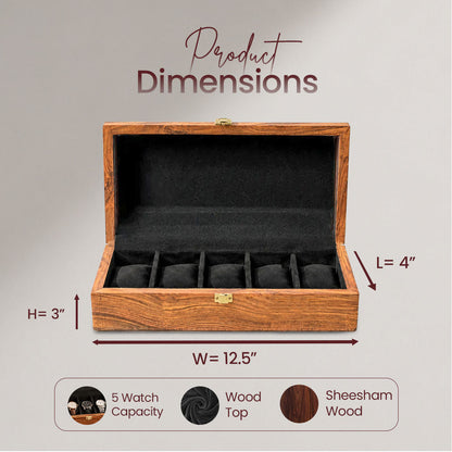 5 Watches - Plain - Wood Top - Black - Elegance Antique Store