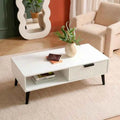 GrandVista Solid Wood Coffee Table with Drawer & Open Shelf Storage