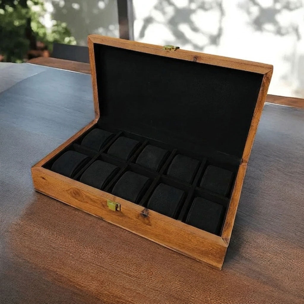 10 Watches - Plain - Wood Top - Black - Elegance Antique Store