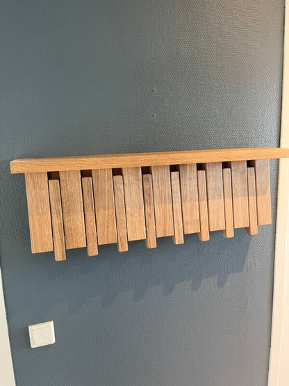 Piano Style Foldable Wall Hanger with Top Shelf – Natural Oak