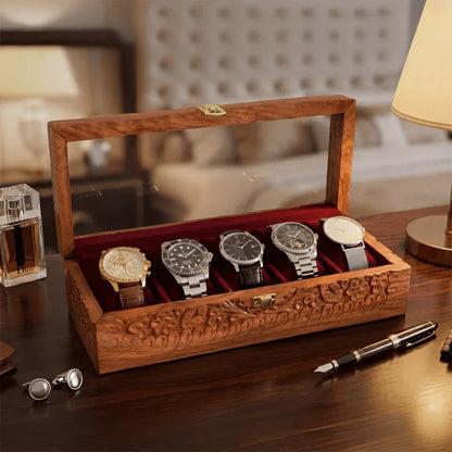 5 Watches - Carving - Glass Top - Elegance Antique Store