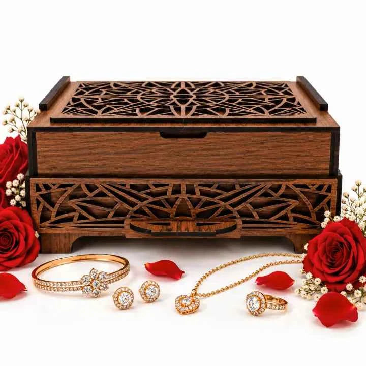Laser Cut Wooden Jewelry Box with Drawer