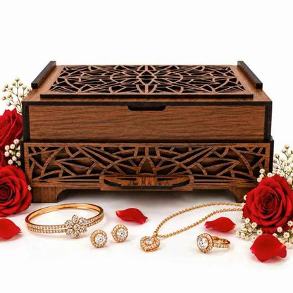 Laser Cut Wooden Jewelry Box with Drawer