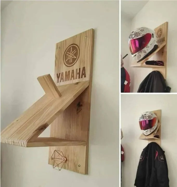 Premium Wooden Helmet & Jacket Wall Holder