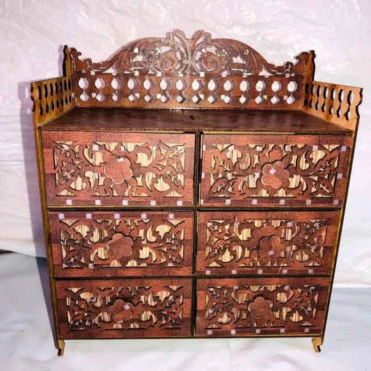Wooden Jewellery Box with Mirror and Lipstick Stand