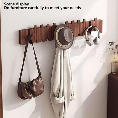 Wooden Piano Key Coat Rack – 6 Foldable Hooks