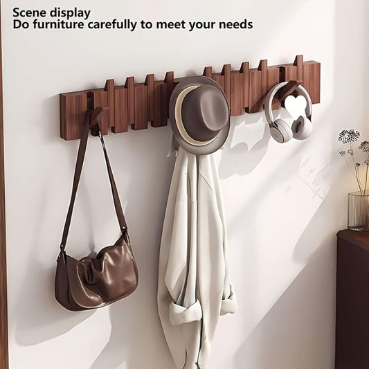 Wooden Piano Key Coat Rack – 6 Foldable Hooks