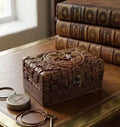 Luxury Carved Wooden Jewelry and Makeup Box