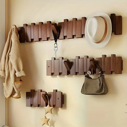 Piano Style Wall Hook Rack – Walnut