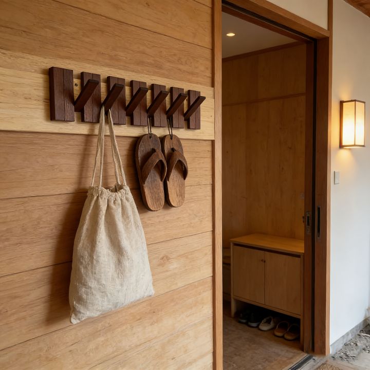 Wooden Piano Key Coat Rack – 6 Foldable Hooks