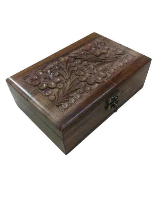 Mini Carved Rosewood Jewelry Box