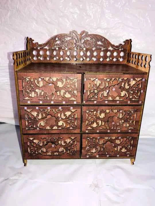 Wooden Jewellery Box with 6 Drawers