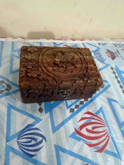 Luxury Carved Wooden Jewelry and Makeup Box