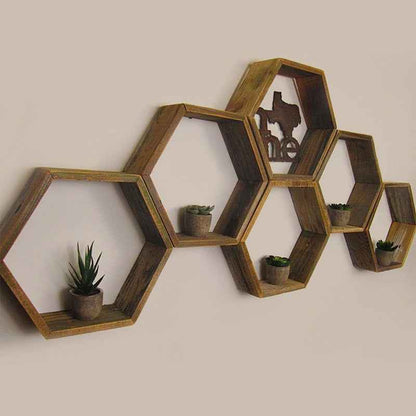 Hexagonal Wooden Shelves